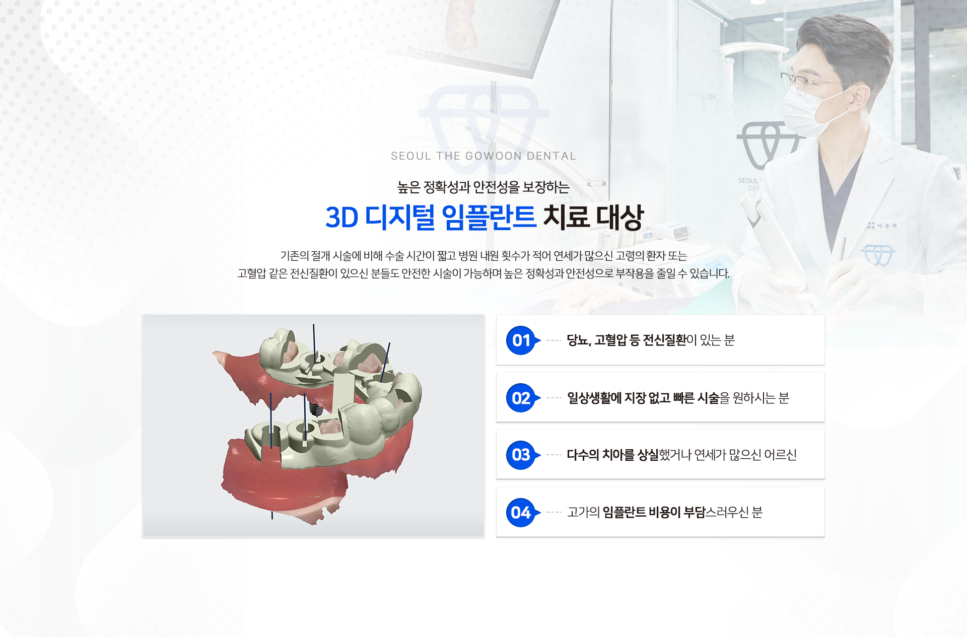 높은 정확성과 안전성을 보장하는 3D 디지털 임플란트 치료 대상